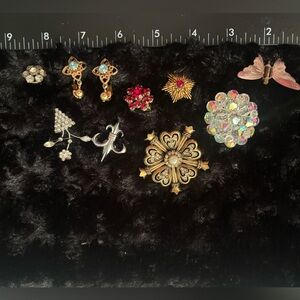 Vintage Brooch & Earrings Lot Lisner Rhinestone Butterfly
